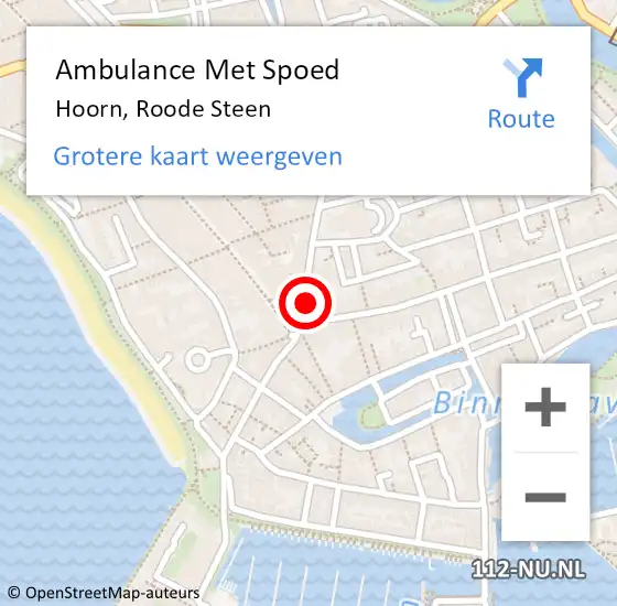 Locatie op kaart van de 112 melding: Ambulance Met Spoed Naar Hoorn, Roode Steen op 1 oktober 2023 04:01