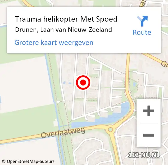 Locatie op kaart van de 112 melding: Trauma helikopter Met Spoed Naar Drunen, Laan van Nieuw-Zeeland op 1 oktober 2023 04:08