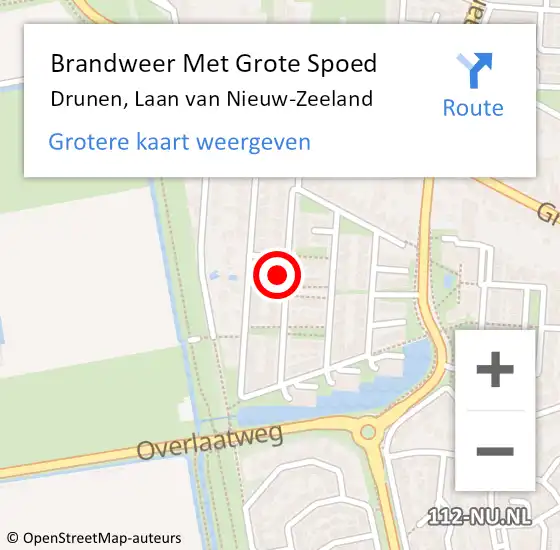 Locatie op kaart van de 112 melding: Brandweer Met Grote Spoed Naar Drunen, Laan van Nieuw-Zeeland op 1 oktober 2023 04:09