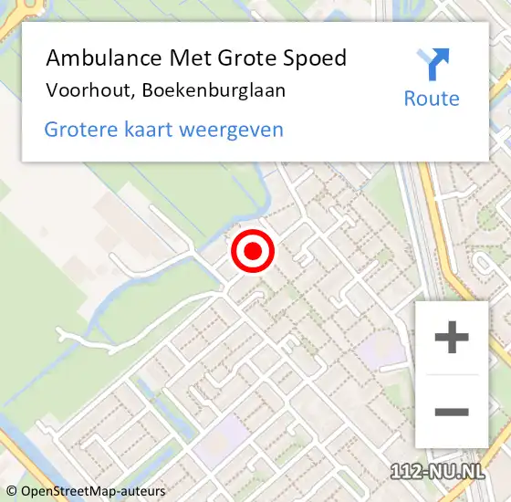 Locatie op kaart van de 112 melding: Ambulance Met Grote Spoed Naar Voorhout, Boekenburglaan op 1 oktober 2023 04:28