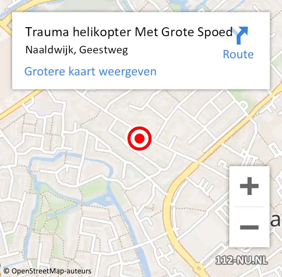 Locatie op kaart van de 112 melding: Trauma helikopter Met Grote Spoed Naar Naaldwijk, Geestweg op 1 oktober 2023 04:34