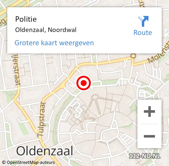 Locatie op kaart van de 112 melding: Politie Oldenzaal, Noordwal op 1 oktober 2023 04:39