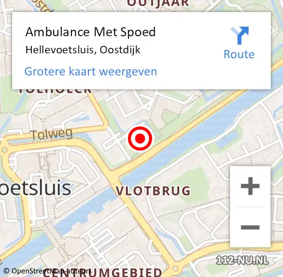 Locatie op kaart van de 112 melding: Ambulance Met Spoed Naar Hellevoetsluis, Oostdijk op 1 oktober 2023 04:48