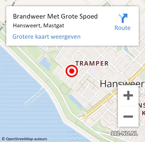 Locatie op kaart van de 112 melding: Brandweer Met Grote Spoed Naar Hansweert, Mastgat op 1 oktober 2023 04:54