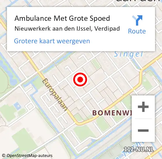 Locatie op kaart van de 112 melding: Ambulance Met Grote Spoed Naar Nieuwerkerk aan den IJssel, Verdipad op 1 oktober 2023 05:03