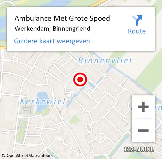 Locatie op kaart van de 112 melding: Ambulance Met Grote Spoed Naar Werkendam, Binnengriend op 1 oktober 2023 06:07