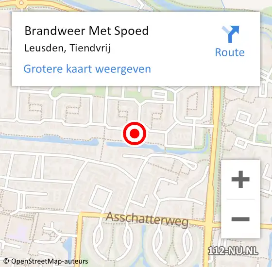 Locatie op kaart van de 112 melding: Brandweer Met Spoed Naar Leusden, Tiendvrij op 1 oktober 2023 07:12