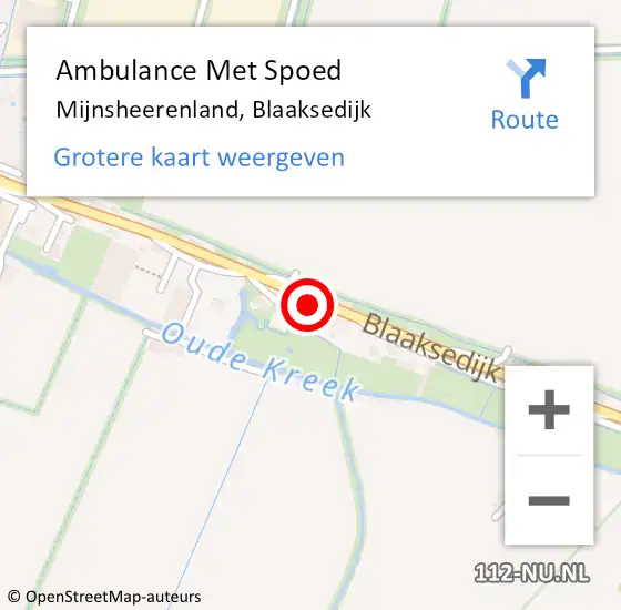 Locatie op kaart van de 112 melding: Ambulance Met Spoed Naar Mijnsheerenland, Blaaksedijk op 1 oktober 2023 07:13