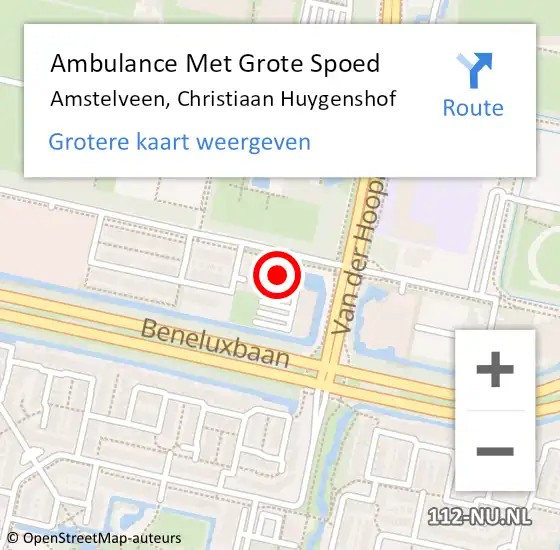 Locatie op kaart van de 112 melding: Ambulance Met Grote Spoed Naar Amstelveen, Christiaan Huygenshof op 1 oktober 2023 07:42