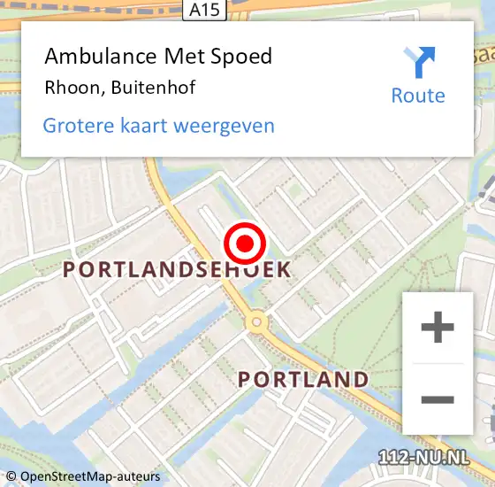 Locatie op kaart van de 112 melding: Ambulance Met Spoed Naar Rhoon, Buitenhof op 1 oktober 2023 07:57