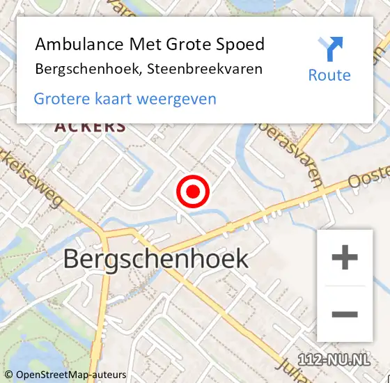Locatie op kaart van de 112 melding: Ambulance Met Grote Spoed Naar Bergschenhoek, Steenbreekvaren op 1 oktober 2023 09:15