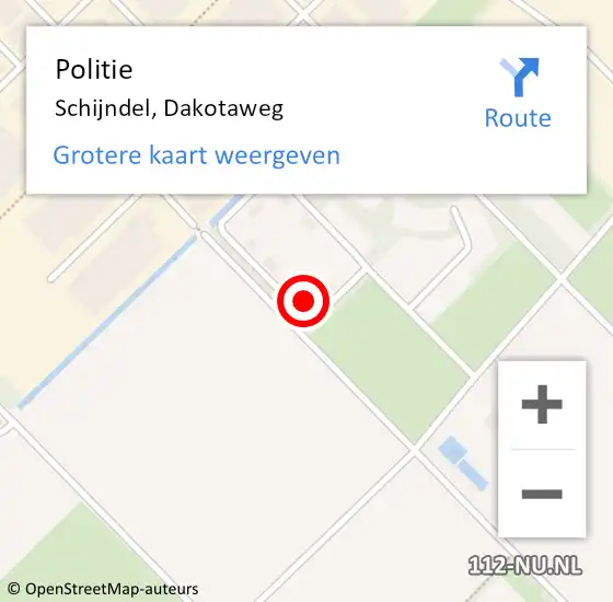 Locatie op kaart van de 112 melding: Politie Schijndel, Dakotaweg op 1 oktober 2023 09:18