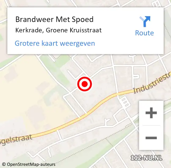 Locatie op kaart van de 112 melding: Brandweer Met Spoed Naar Kerkrade, Groene Kruisstraat op 1 oktober 2023 09:31