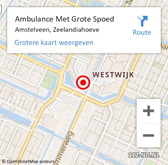 Locatie op kaart van de 112 melding: Ambulance Met Grote Spoed Naar Amstelveen, Zeelandiahoeve op 1 oktober 2023 09:35