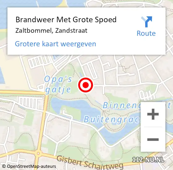 Locatie op kaart van de 112 melding: Brandweer Met Grote Spoed Naar Zaltbommel, Zandstraat op 1 oktober 2023 09:45