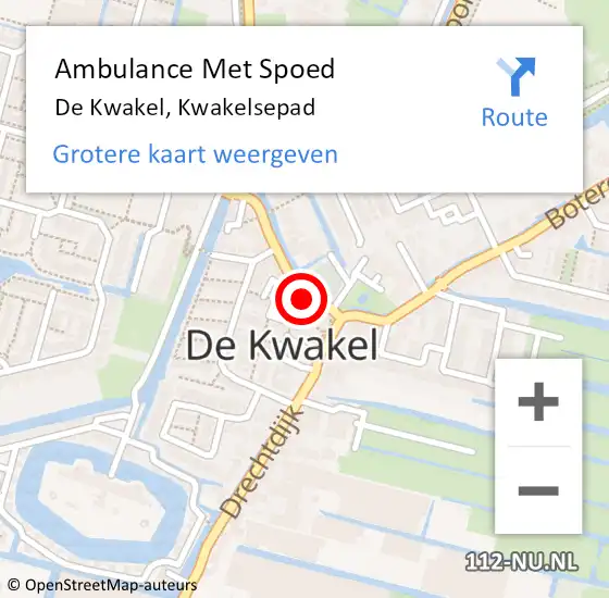 Locatie op kaart van de 112 melding: Ambulance Met Spoed Naar De Kwakel, Kwakelsepad op 1 oktober 2023 10:02