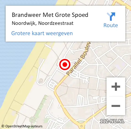 Locatie op kaart van de 112 melding: Brandweer Met Grote Spoed Naar Noordwijk, Noordzeestraat op 1 oktober 2023 11:11