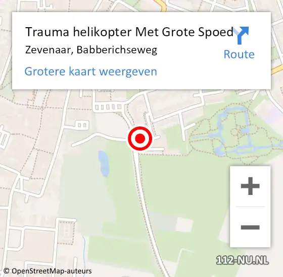 Locatie op kaart van de 112 melding: Trauma helikopter Met Grote Spoed Naar Zevenaar, Babberichseweg op 1 oktober 2023 11:16