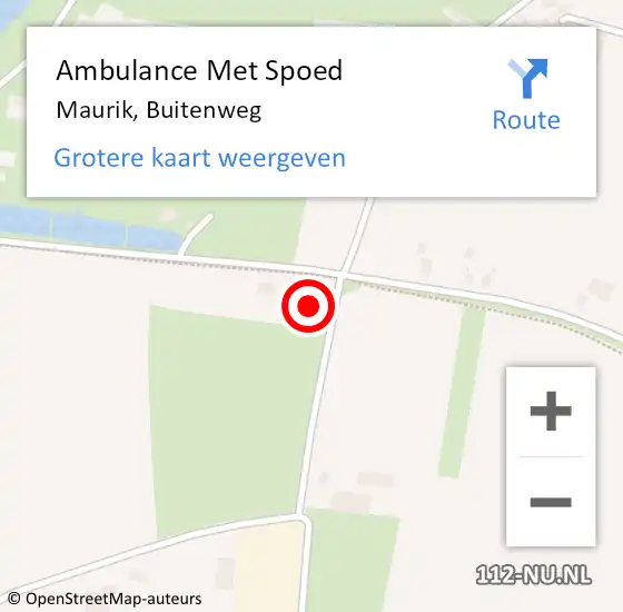 Locatie op kaart van de 112 melding: Ambulance Met Spoed Naar Maurik, Buitenweg op 10 september 2014 06:56