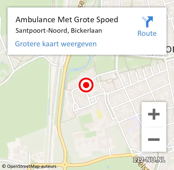 Locatie op kaart van de 112 melding: Ambulance Met Grote Spoed Naar Santpoort-Noord, Bickerlaan op 1 oktober 2023 11:41