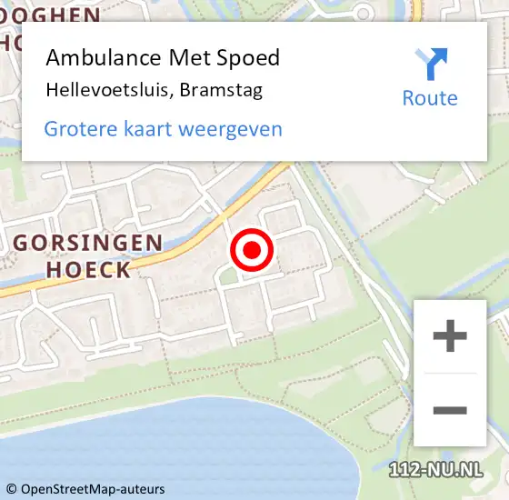 Locatie op kaart van de 112 melding: Ambulance Met Spoed Naar Hellevoetsluis, Bramstag op 1 oktober 2023 11:44