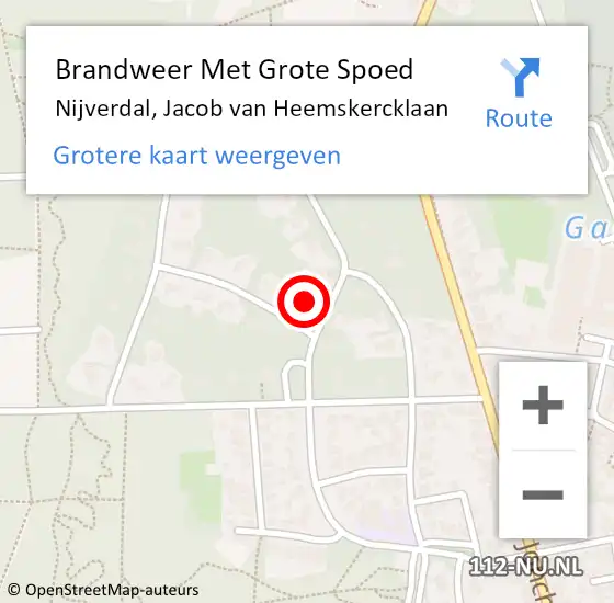 Locatie op kaart van de 112 melding: Brandweer Met Grote Spoed Naar Nijverdal, Jacob van Heemskercklaan op 1 oktober 2023 12:03