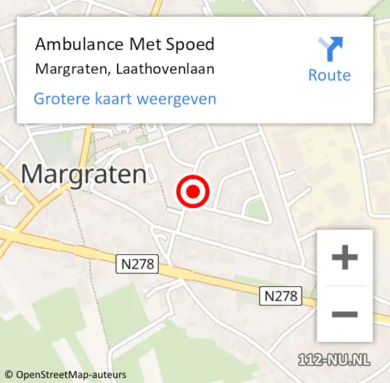 Locatie op kaart van de 112 melding: Ambulance Met Spoed Naar Margraten, Laathovenlaan op 10 september 2014 07:07