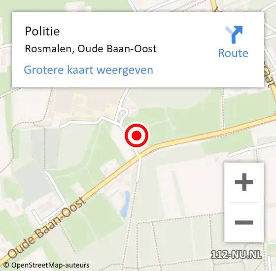 Locatie op kaart van de 112 melding: Politie Rosmalen, Oude Baan-Oost op 1 oktober 2023 12:07