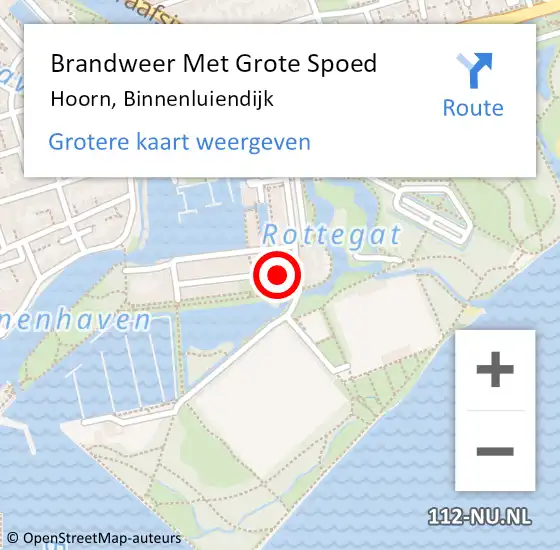 Locatie op kaart van de 112 melding: Brandweer Met Grote Spoed Naar Hoorn, Binnenluiendijk op 1 oktober 2023 12:11