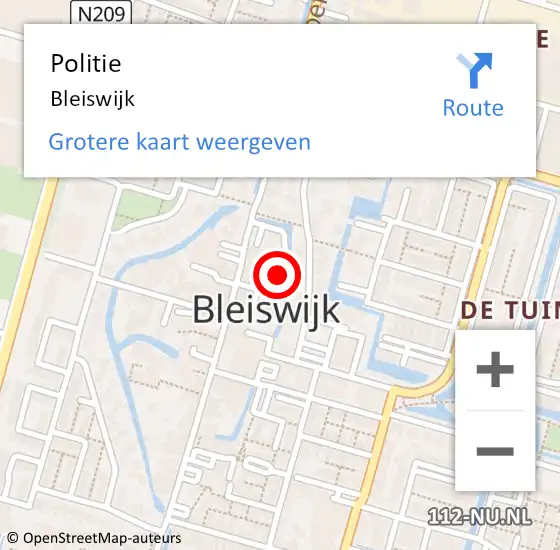 Locatie op kaart van de 112 melding: Politie Bleiswijk op 1 oktober 2023 12:20