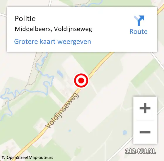 Locatie op kaart van de 112 melding: Politie Middelbeers, Voldijnseweg op 1 oktober 2023 12:25