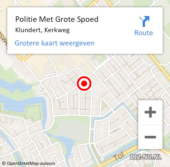 Locatie op kaart van de 112 melding: Politie Met Grote Spoed Naar Klundert, Kerkweg op 1 oktober 2023 12:26