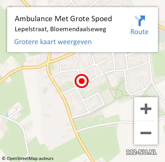 Locatie op kaart van de 112 melding: Ambulance Met Grote Spoed Naar Lepelstraat, Bloemendaalseweg op 10 september 2014 07:11