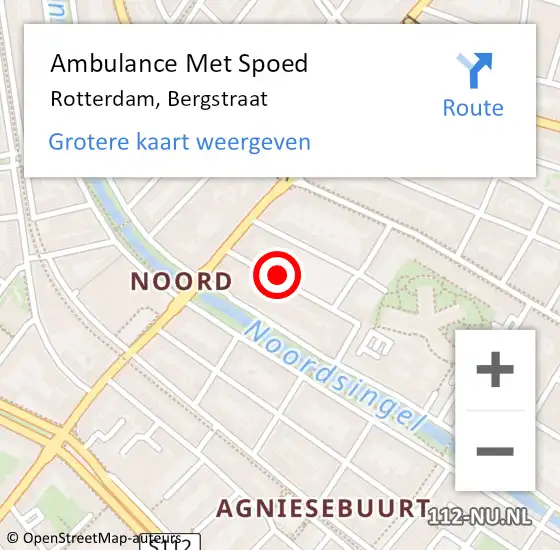 Locatie op kaart van de 112 melding: Ambulance Met Spoed Naar Rotterdam, Bergstraat op 1 oktober 2023 13:03
