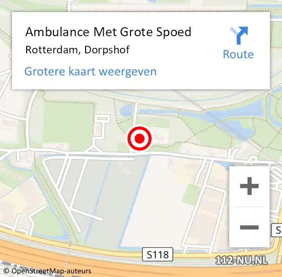 Locatie op kaart van de 112 melding: Ambulance Met Grote Spoed Naar Rotterdam, Dorpshof op 1 oktober 2023 13:06