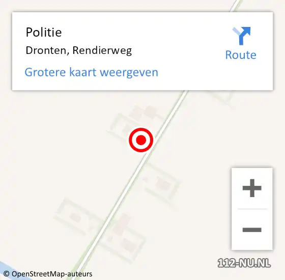 Locatie op kaart van de 112 melding: Politie Dronten, Rendierweg op 1 oktober 2023 13:10