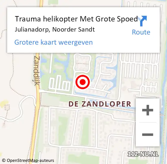 Locatie op kaart van de 112 melding: Trauma helikopter Met Grote Spoed Naar Julianadorp, Noorder Sandt op 1 oktober 2023 13:12