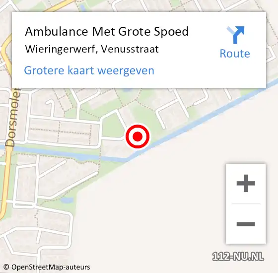 Locatie op kaart van de 112 melding: Ambulance Met Grote Spoed Naar Wieringerwerf, Venusstraat op 1 oktober 2023 13:48