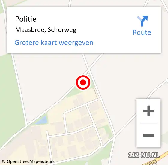 Locatie op kaart van de 112 melding: Politie Maasbree, Schorweg op 1 oktober 2023 14:04