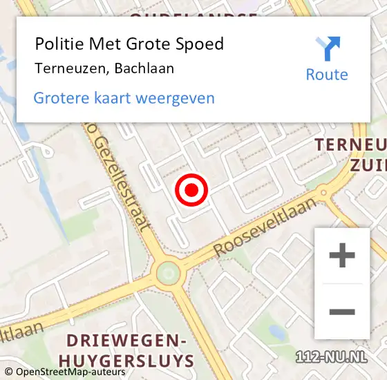 Locatie op kaart van de 112 melding: Politie Met Grote Spoed Naar Terneuzen, Bachlaan op 1 oktober 2023 14:25