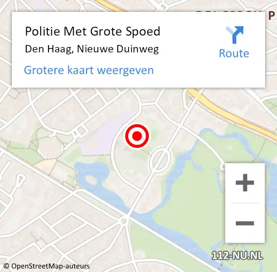 Locatie op kaart van de 112 melding: Politie Met Grote Spoed Naar Den Haag, Nieuwe Duinweg op 1 oktober 2023 14:30