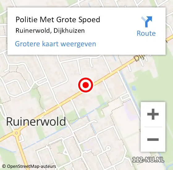 Locatie op kaart van de 112 melding: Politie Met Grote Spoed Naar Ruinerwold, Dijkhuizen op 1 oktober 2023 14:52
