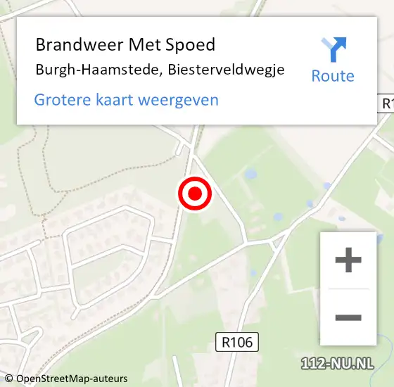 Locatie op kaart van de 112 melding: Brandweer Met Spoed Naar Burgh-Haamstede, Biesterveldwegje op 1 oktober 2023 14:53