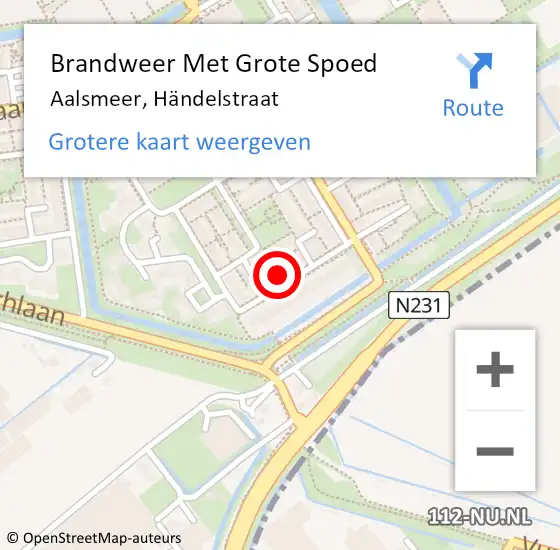 Locatie op kaart van de 112 melding: Brandweer Met Grote Spoed Naar Aalsmeer, Händelstraat op 1 oktober 2023 15:21