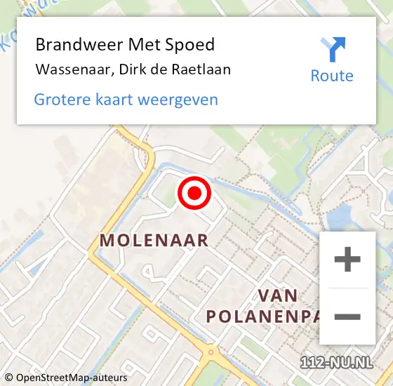 Locatie op kaart van de 112 melding: Brandweer Met Spoed Naar Wassenaar, Dirk de Raetlaan op 1 oktober 2023 15:25