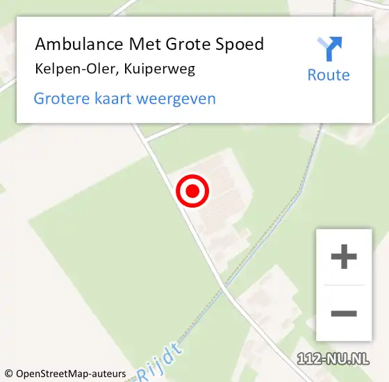 Locatie op kaart van de 112 melding: Ambulance Met Grote Spoed Naar Kelpen-Oler, Kuiperweg op 1 oktober 2023 15:55