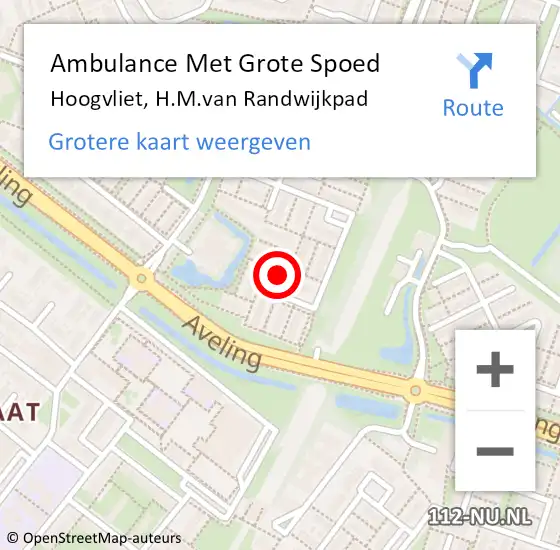 Locatie op kaart van de 112 melding: Ambulance Met Grote Spoed Naar Hoogvliet, H.M.van Randwijkpad op 1 oktober 2023 15:57