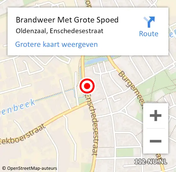 Locatie op kaart van de 112 melding: Brandweer Met Grote Spoed Naar Oldenzaal, Enschedesestraat op 1 oktober 2023 15:59