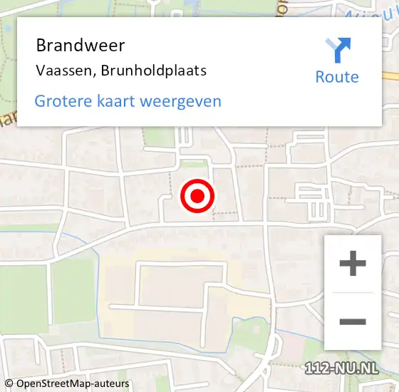 Locatie op kaart van de 112 melding: Brandweer Vaassen, Brunholdplaats op 1 oktober 2023 16:23