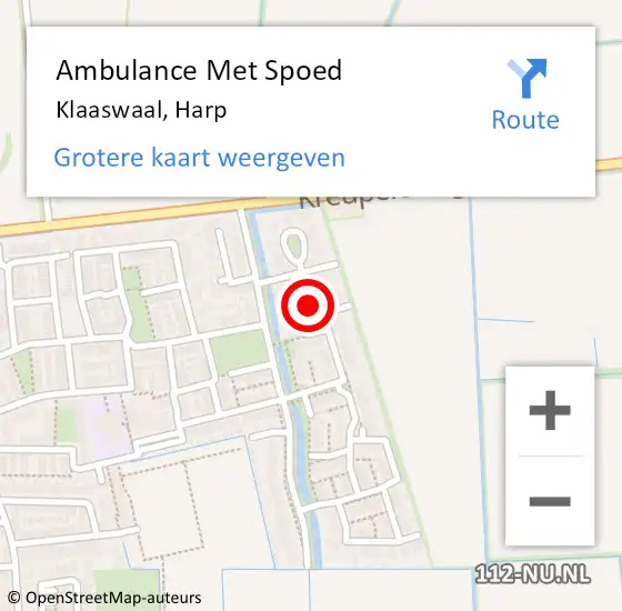 Locatie op kaart van de 112 melding: Ambulance Met Spoed Naar Klaaswaal, Harp op 1 oktober 2023 16:27